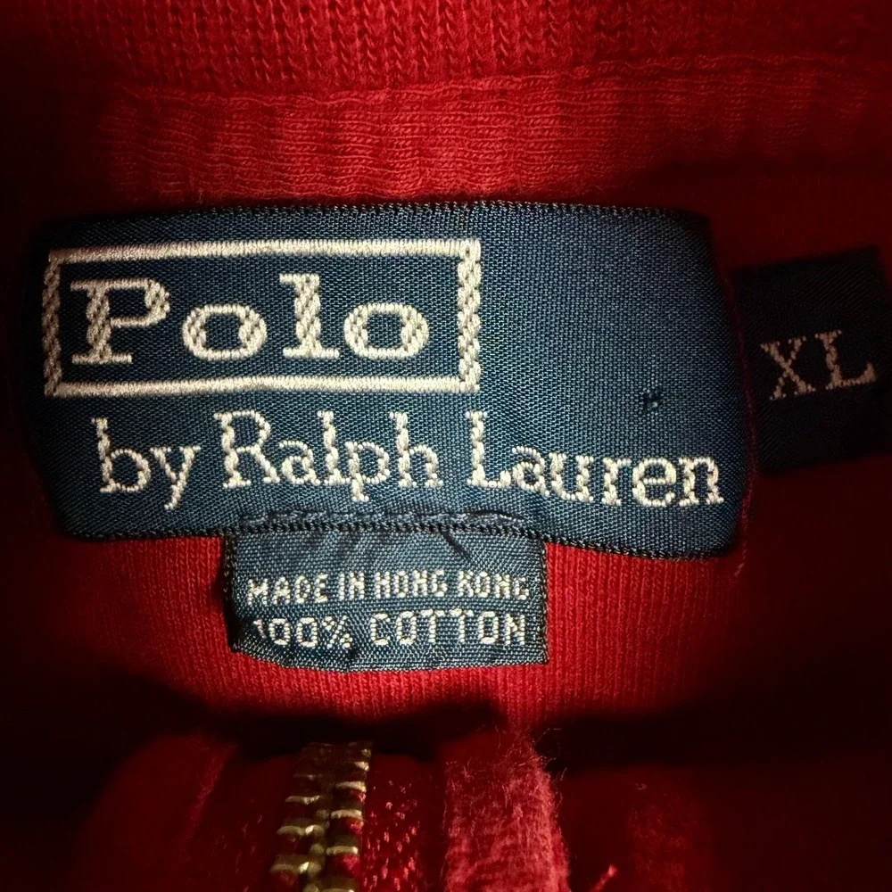 Polo Ralph Lauren Mens XL Red 100% Cotton Quarter Zip Pullover Sweater Pony Logo